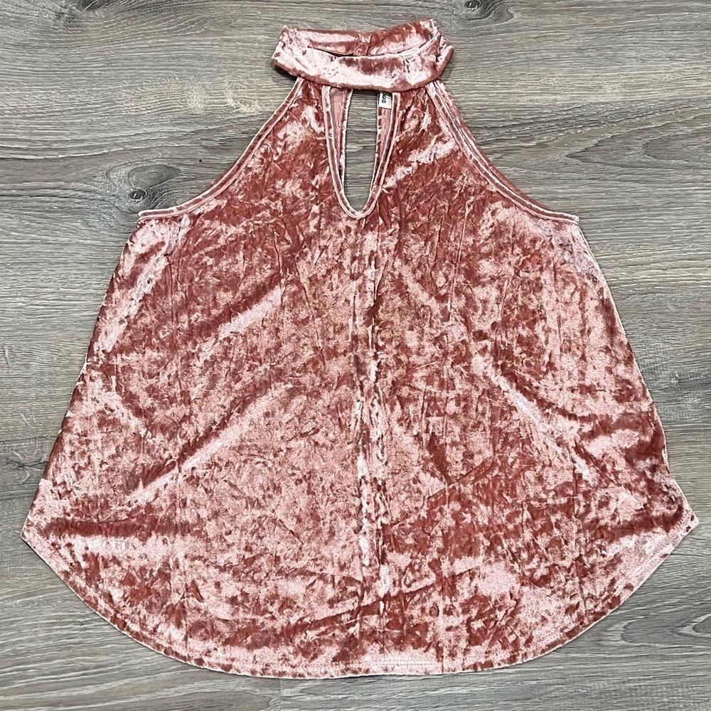 Womens Velvet Top Blouse Blush Rose Pink